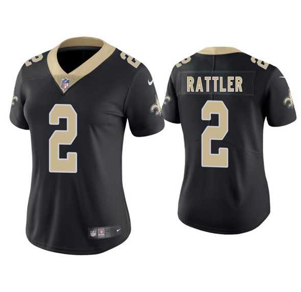 Womens New Orleans Saints #2 Spencer Rattler Black 2025 Vapor Limited Stitched Jersey Dzhi